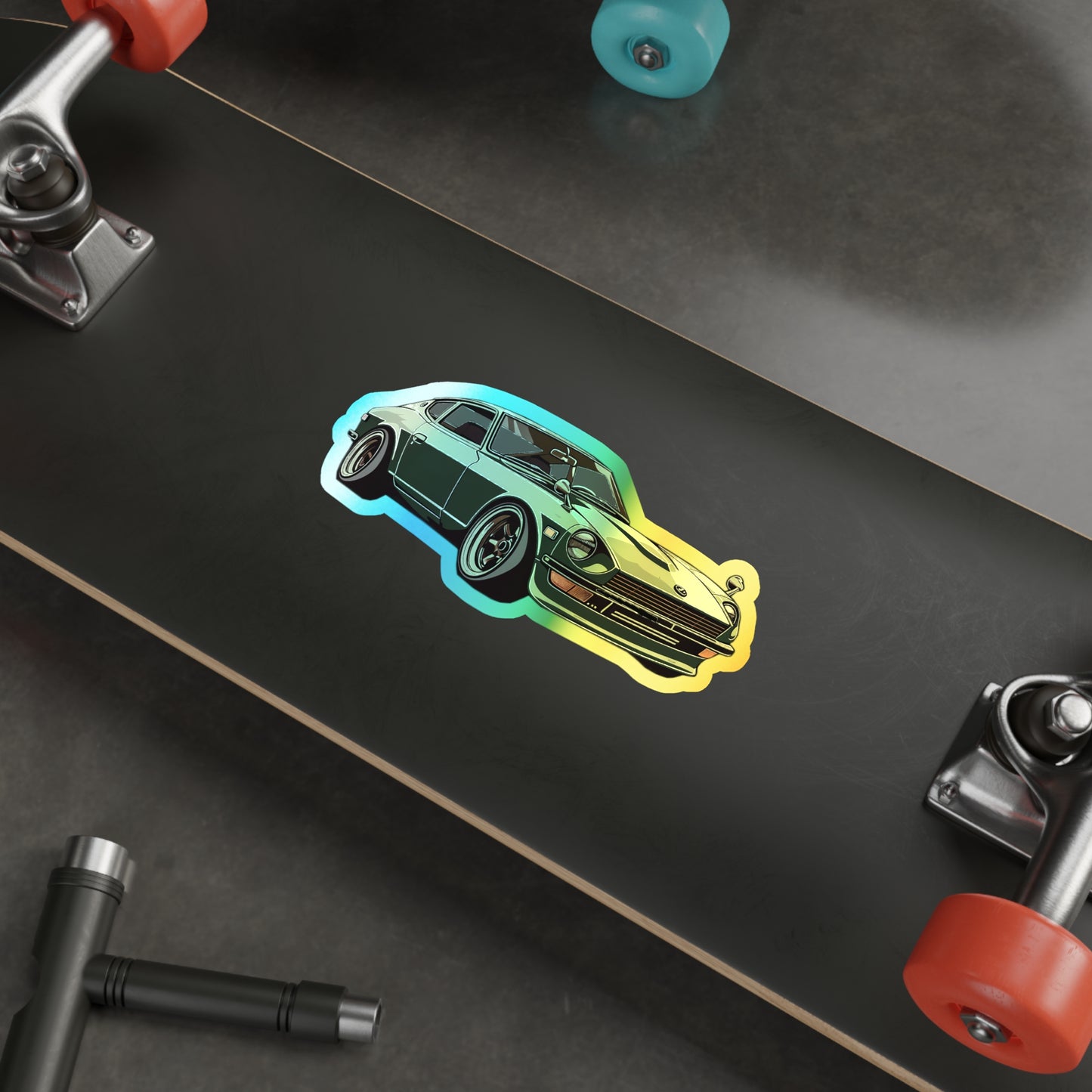 Time-Traveling Datsun 240Z Holo-Sticker: Unleash Your Inner 70s Car Nerd