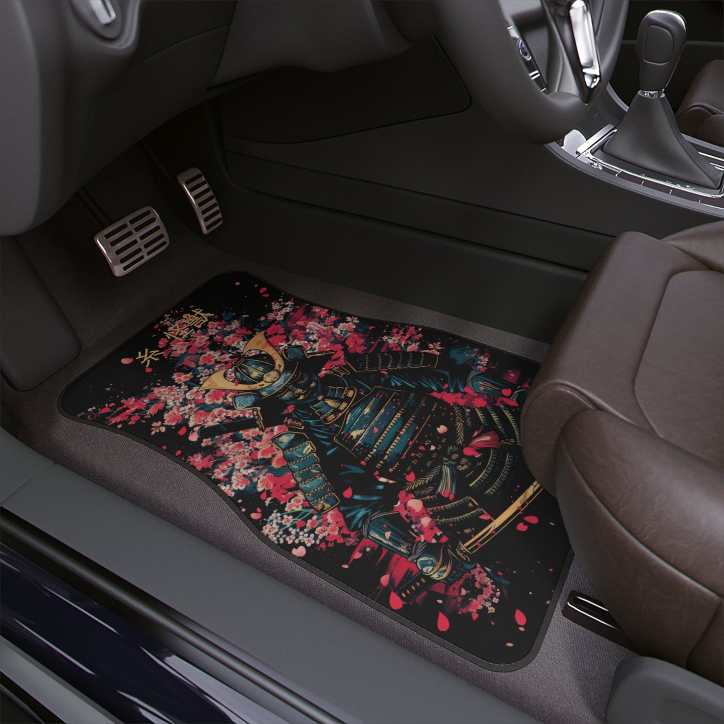 Samurai Shogun Spirit Car Mat | A Threads Kaiju EXCLUSIVE- Cherry Blossom Design for JDM Fans Car Floor Mats | 1pc – Funny Gift for Samurais