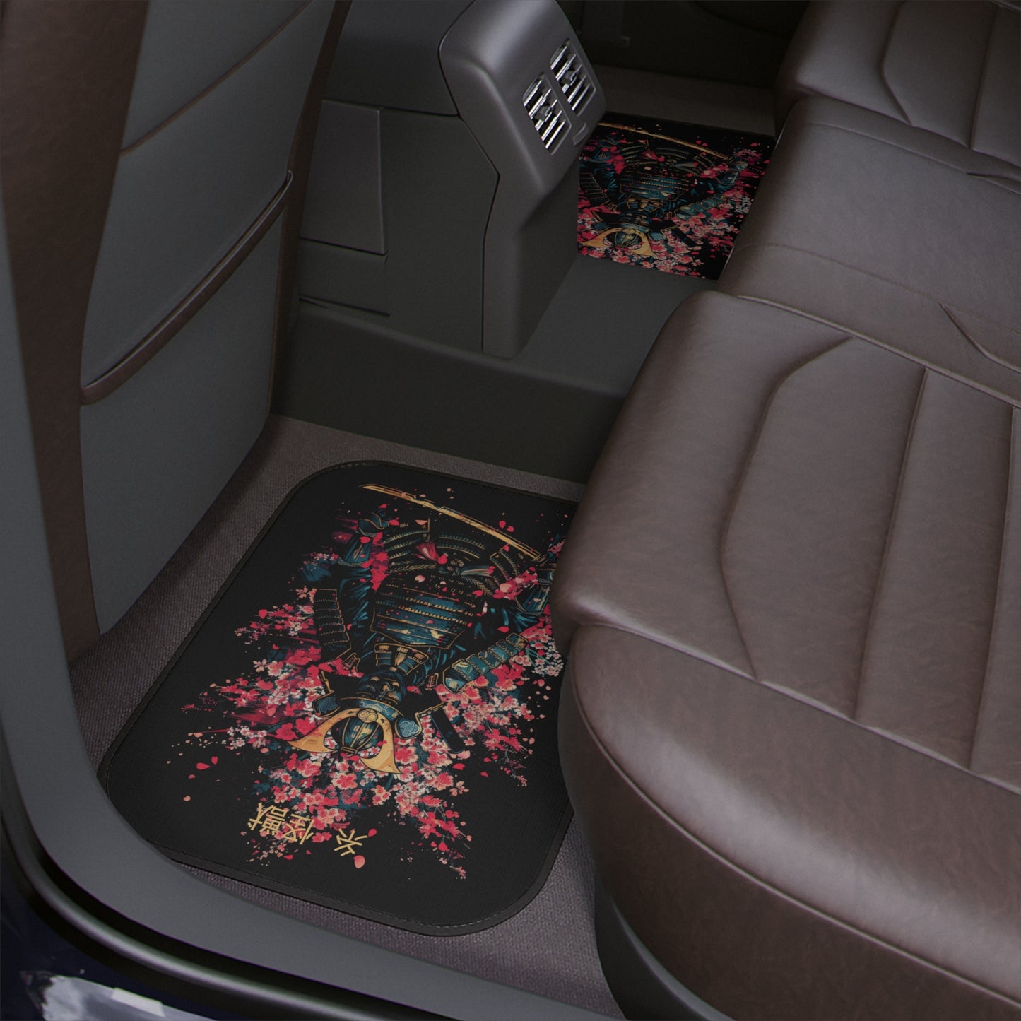Samurai Shogun Spirit Car Mat | A Threads Kaiju EXCLUSIVE- Cherry Blossom Design for JDM Fans Car Floor Mats | 1pc – Funny Gift for Samurais