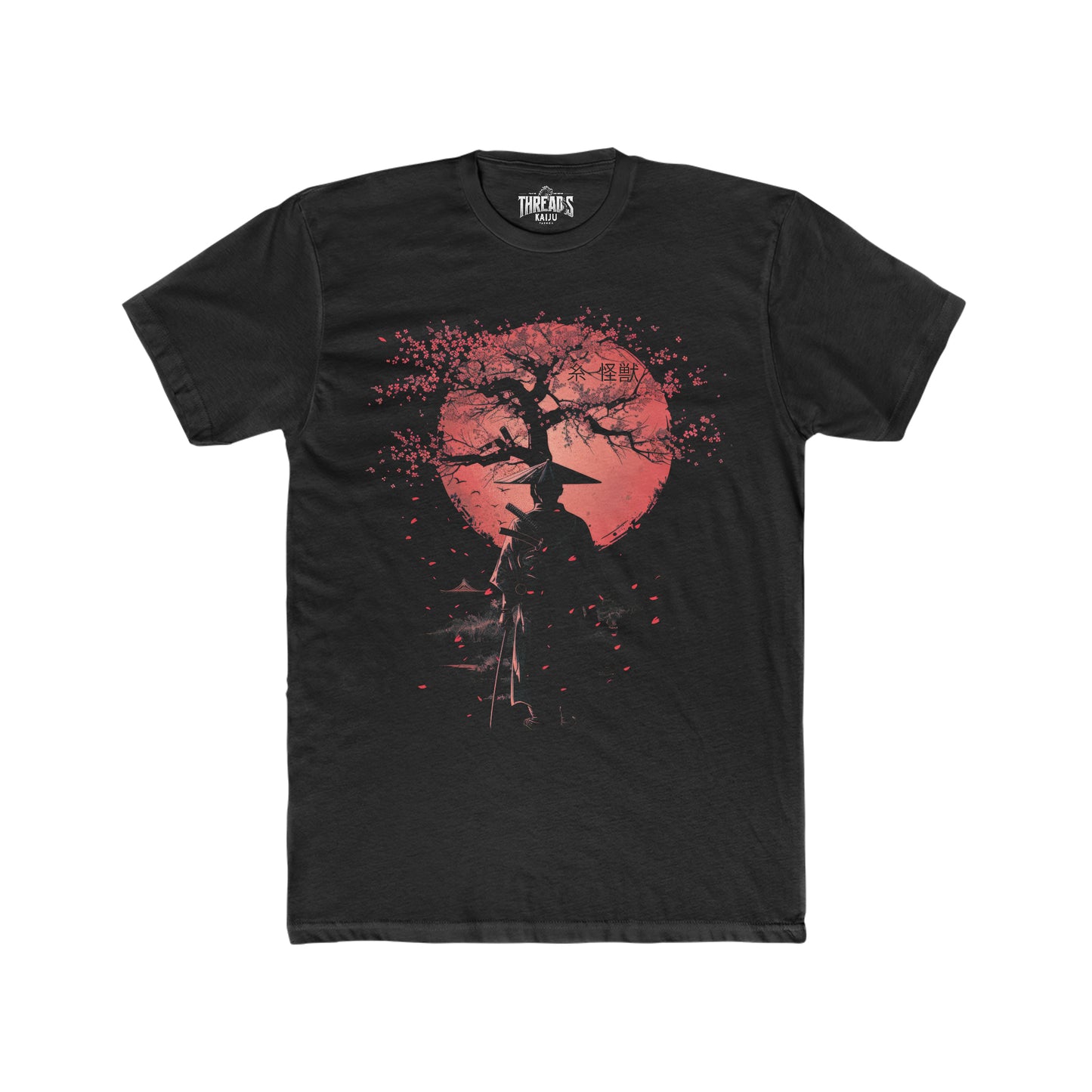 Threads Kaiju Shogun Silhouette - Warrior Gaze Cherry Blossom Tee – Funny Gift for Threadss