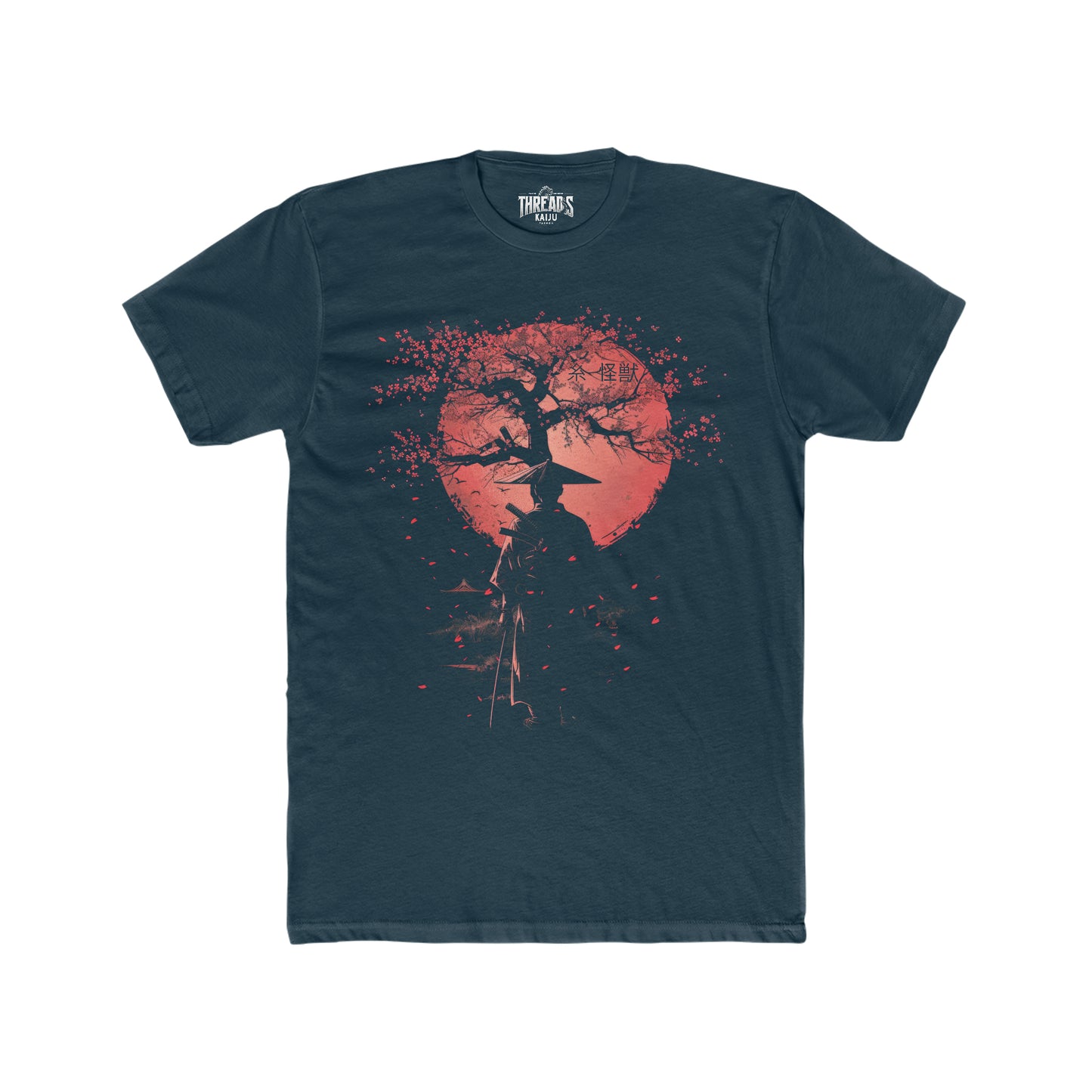 Threads Kaiju Shogun Silhouette - Warrior Gaze Cherry Blossom Tee – Funny Gift for Threadss