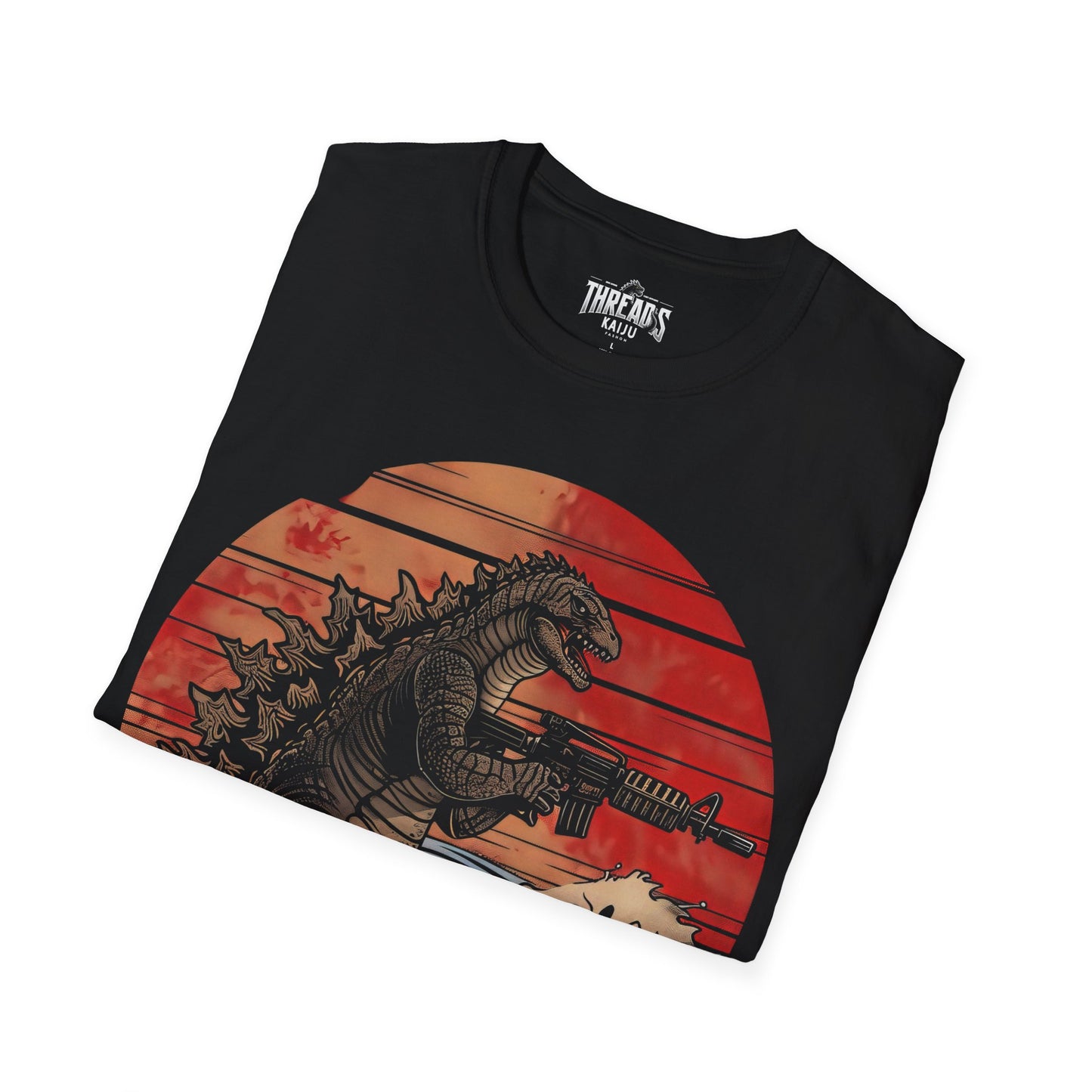 Kaiju with Rifle T-Shirt – Funny Kaiju Graphic Tee for Monster Movie Fans