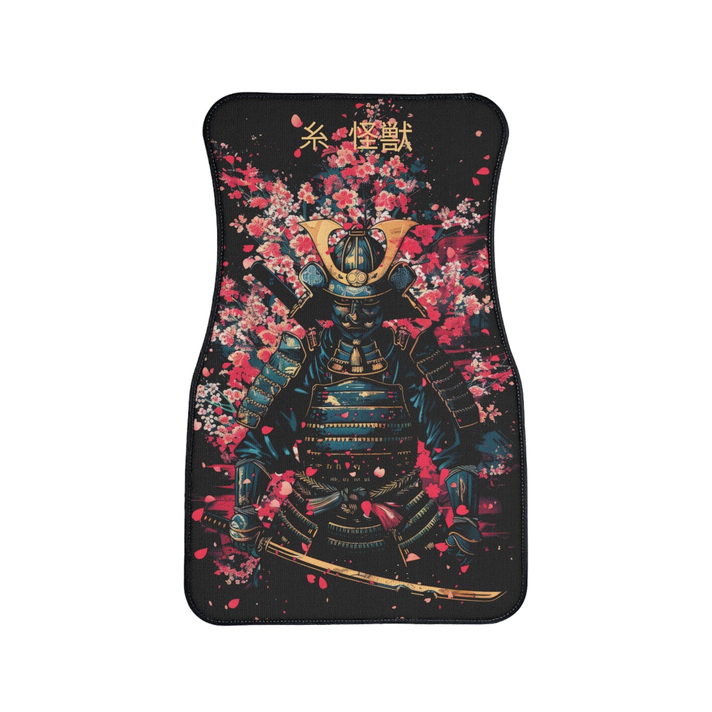 Samurai Shogun Spirit Car Mat | A Threads Kaiju EXCLUSIVE- Cherry Blossom Design for JDM Fans Car Floor Mats | 1pc – Funny Gift for Samurais
