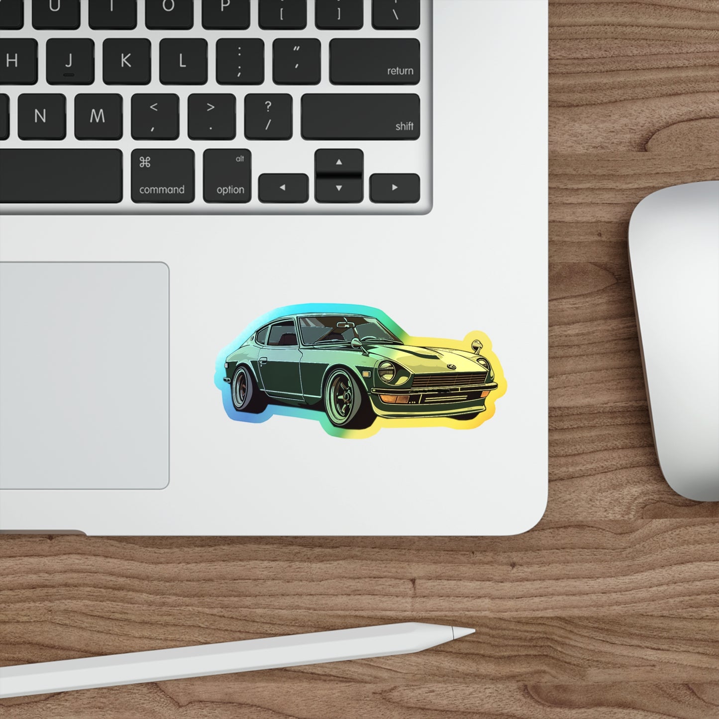 Time-Traveling Datsun 240Z Holo-Sticker: Unleash Your Inner 70s Car Nerd