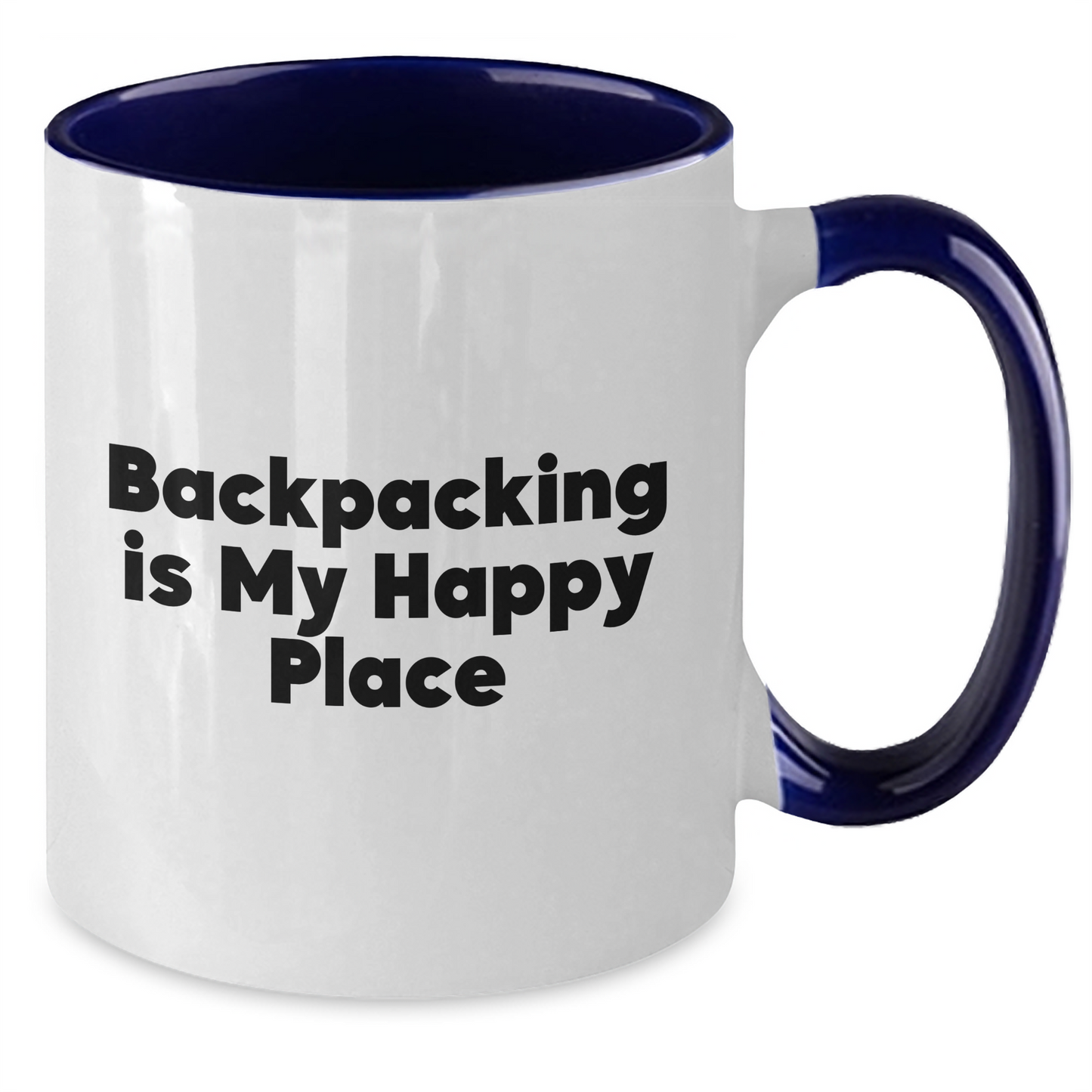 Funny Backpacking Gifts from Friends to Backpacking Lovers - Two Tone Coffee Mug, 'Backpacking Is My Happy Place' Quote, Mother's Day Unique Gifts - Additional