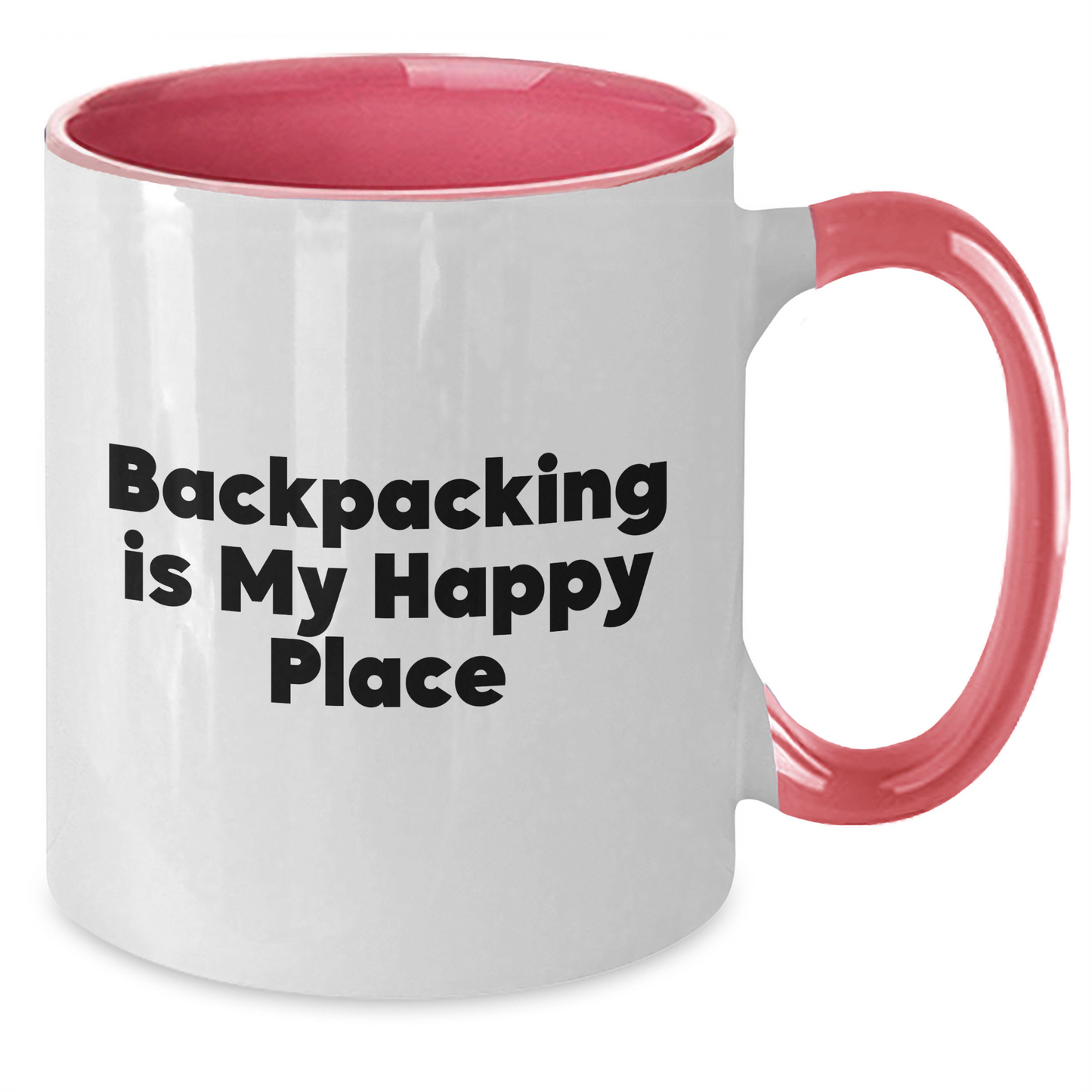 Funny Backpacking Gifts from Friends to Backpacking Lovers - Two Tone Coffee Mug, 'Backpacking Is My Happy Place' Quote, Mother's Day Unique Gifts - Additional