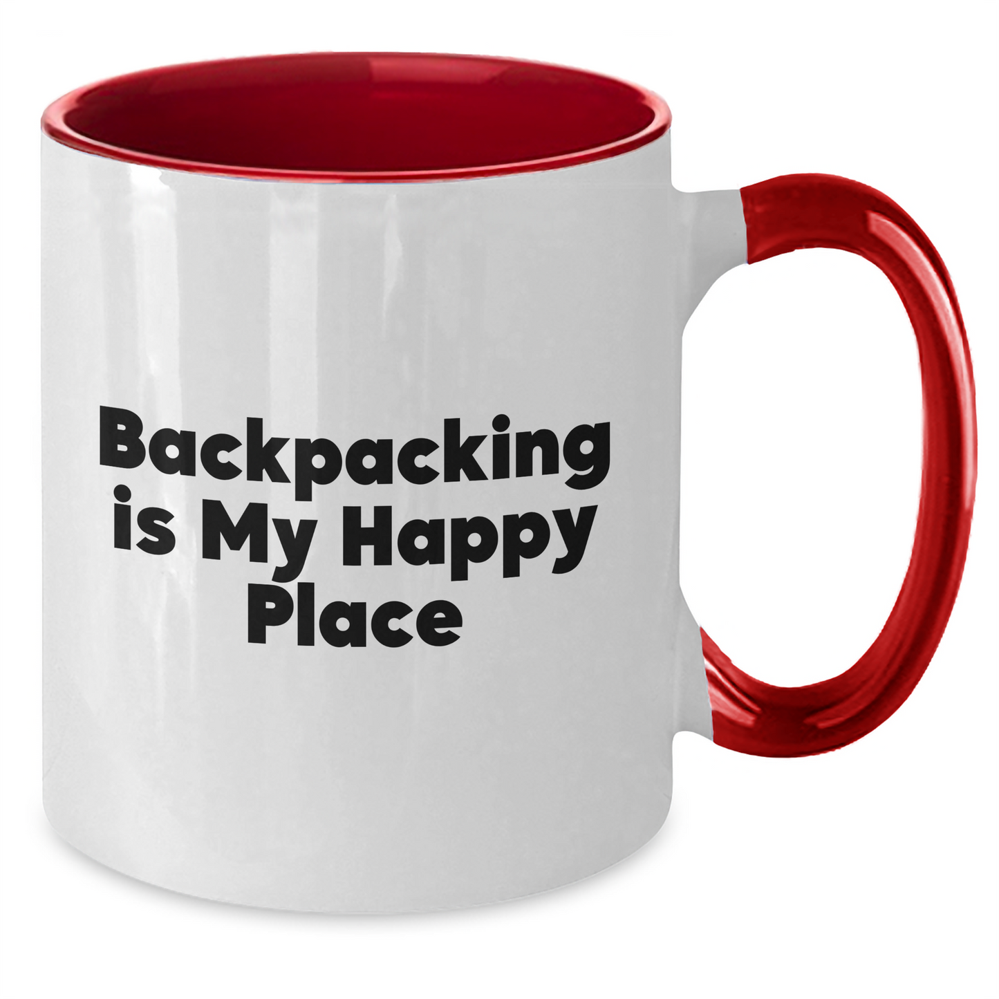 Funny Backpacking Gifts from Friends to Backpacking Lovers - Two Tone Coffee Mug, 'Backpacking Is My Happy Place' Quote, Mother's Day Unique Gifts - Additional
