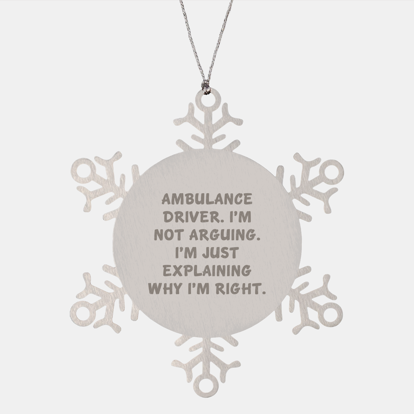 Ambulance Driver Snowflake Ornament for Christmas Unique Gifts from Friends, Inspirational Quote, Snowflake Ornament Ambulance Driver, Ambulance Driver Gifts - Image 1