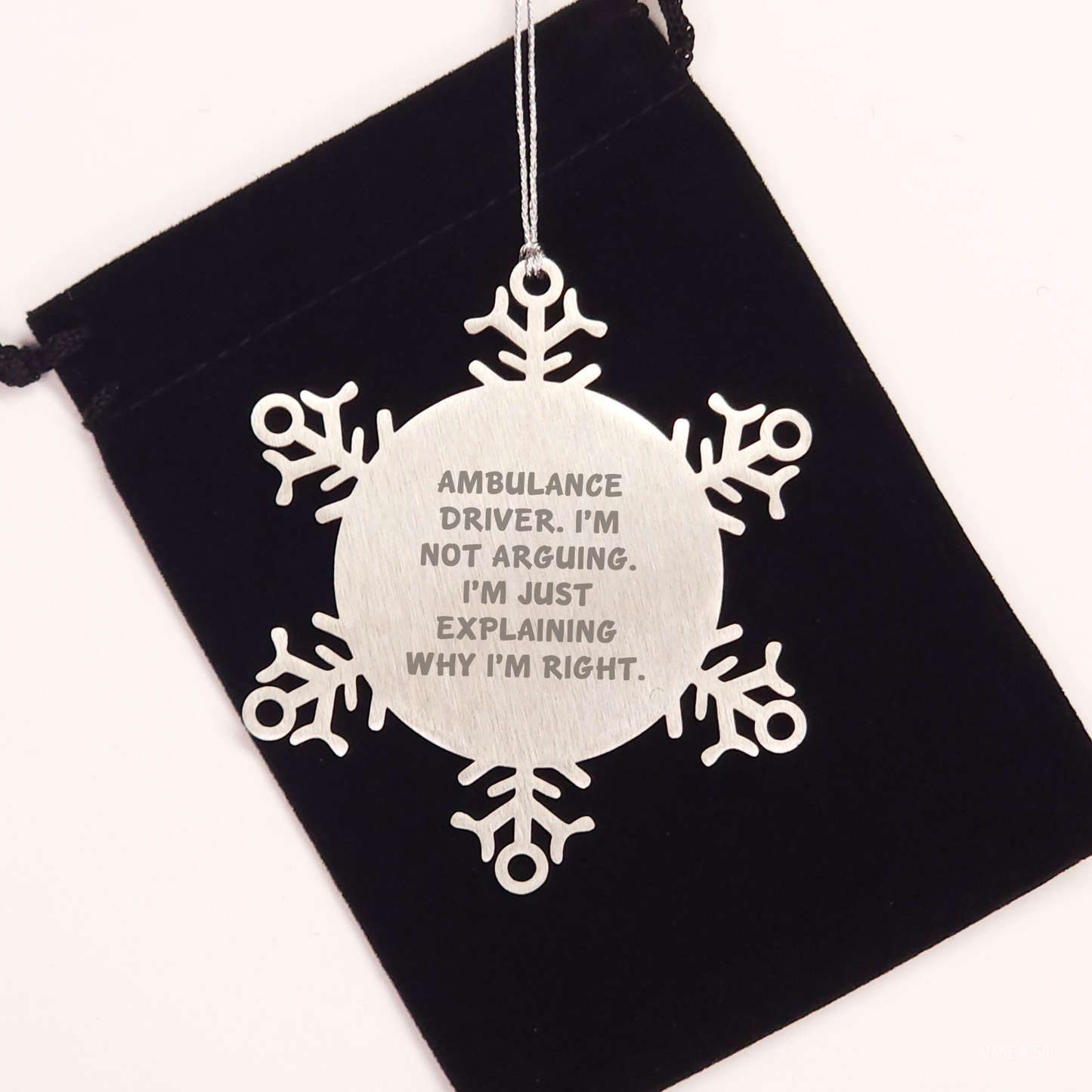Ambulance Driver Snowflake Ornament for Christmas Unique Gifts from Friends, Inspirational Quote, Snowflake Ornament Ambulance Driver, Ambulance Driver Gifts - Image 2