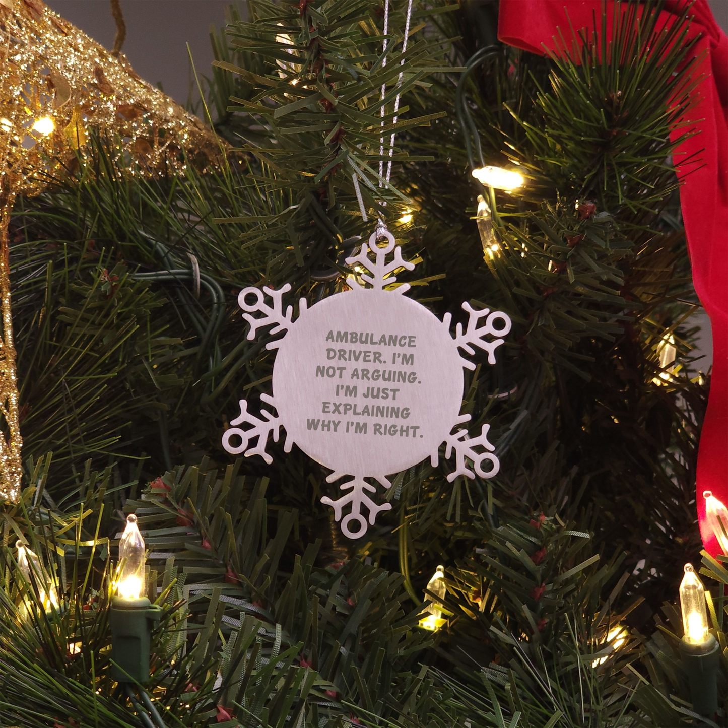 Ambulance Driver Snowflake Ornament for Christmas Unique Gifts from Friends, Inspirational Quote, Snowflake Ornament Ambulance Driver, Ambulance Driver Gifts - Image 3
