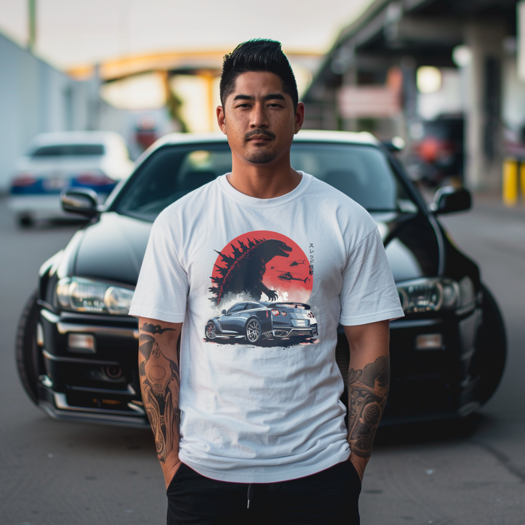 Nissan GT-R Godzilla T-Shirt – JDM Car and Kaiju Graphic Tee for Car Enthusiasts