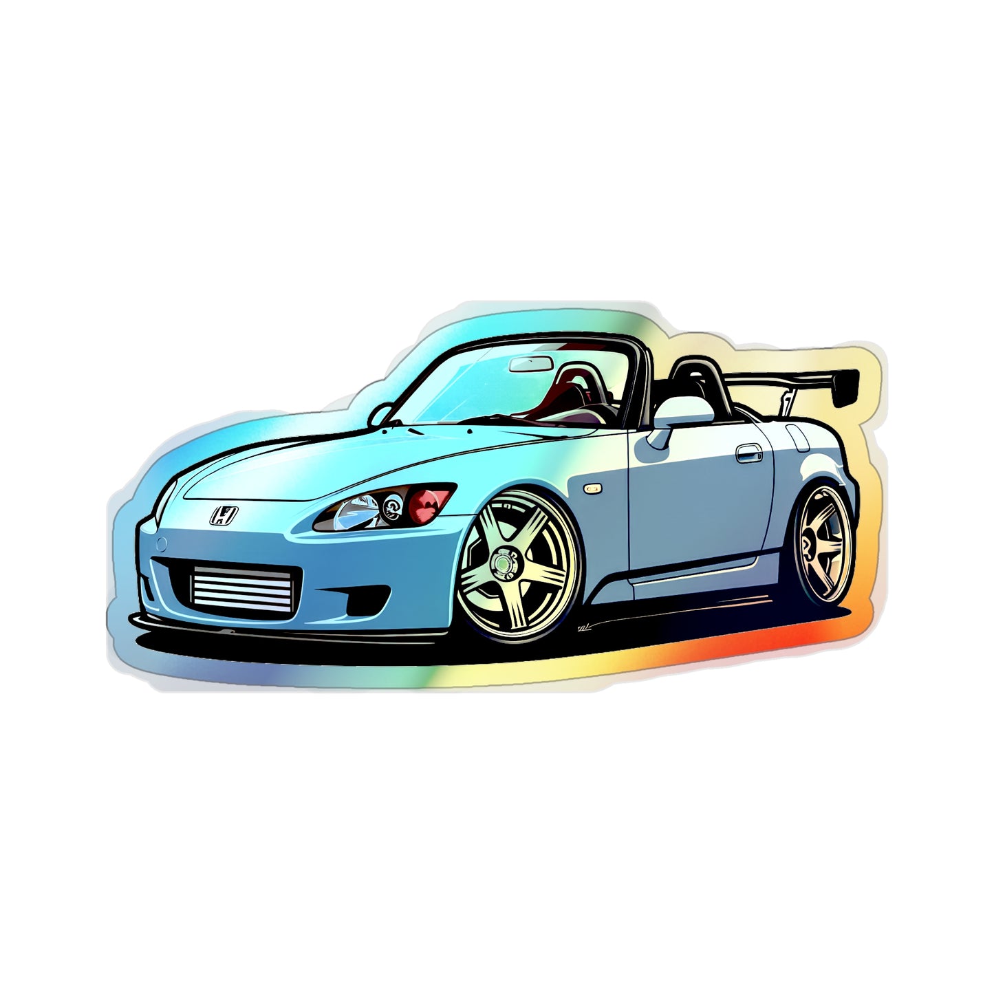 Sleek Holographic Honda S2000 Decal - Vibrant Sports Car Sticker for Enthusiasts | Holographic Die-cut Stickers |