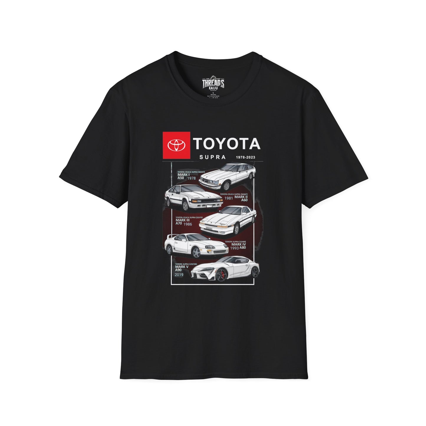 Toyota Supra Evolution T-Shirt - 1978 to 2023 Generations Graphic Tee