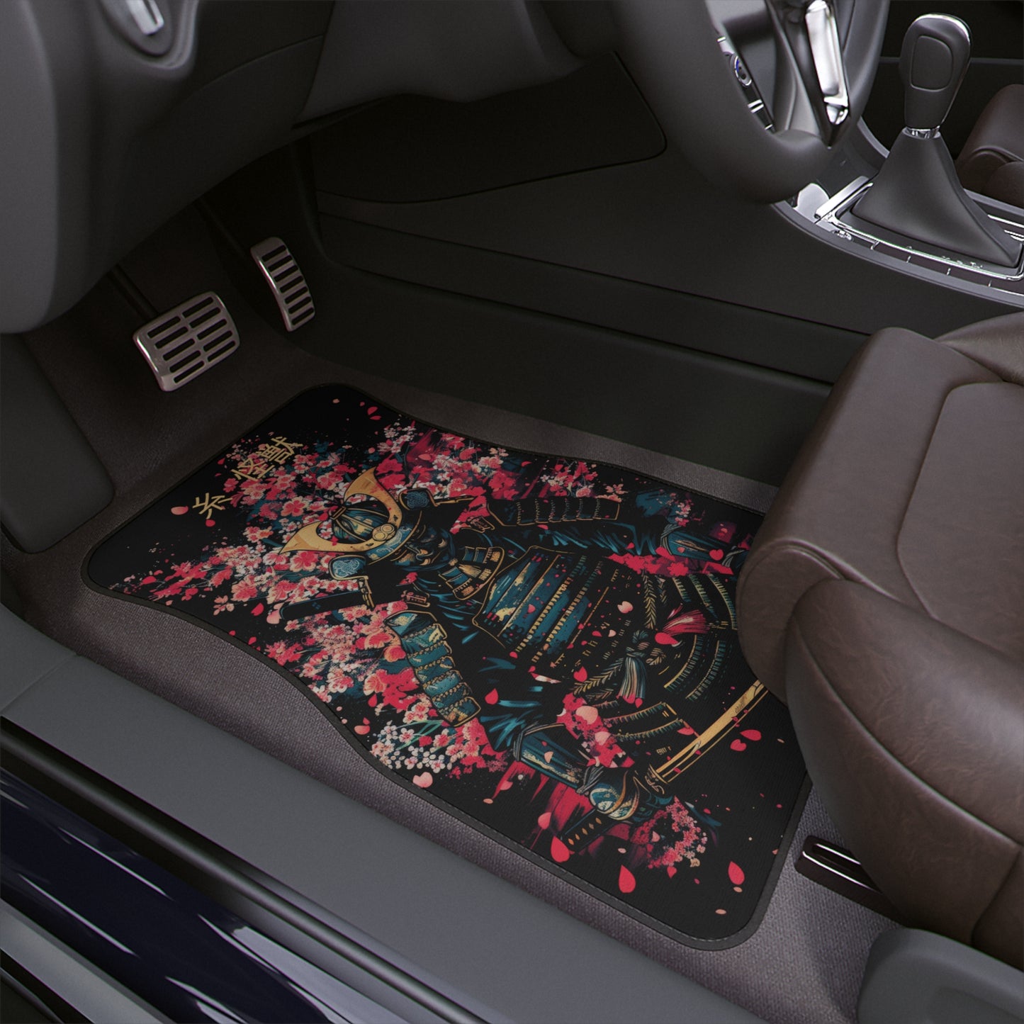 Samurai Shogun Spirit Car Mat | A Threads Kaiju EXCLUSIVE- Cherry Blossom Design for JDM Fans Car Floor Mats | 1pc