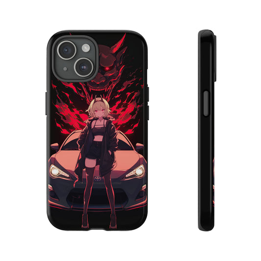 Fiery Oni Drift - GT86 Anime Phone Case, Oni Spirit Cover GT86 Phone Case Toyota Enthusiast, Apple iPhone, Samsung Galaxy, and Google Pixel