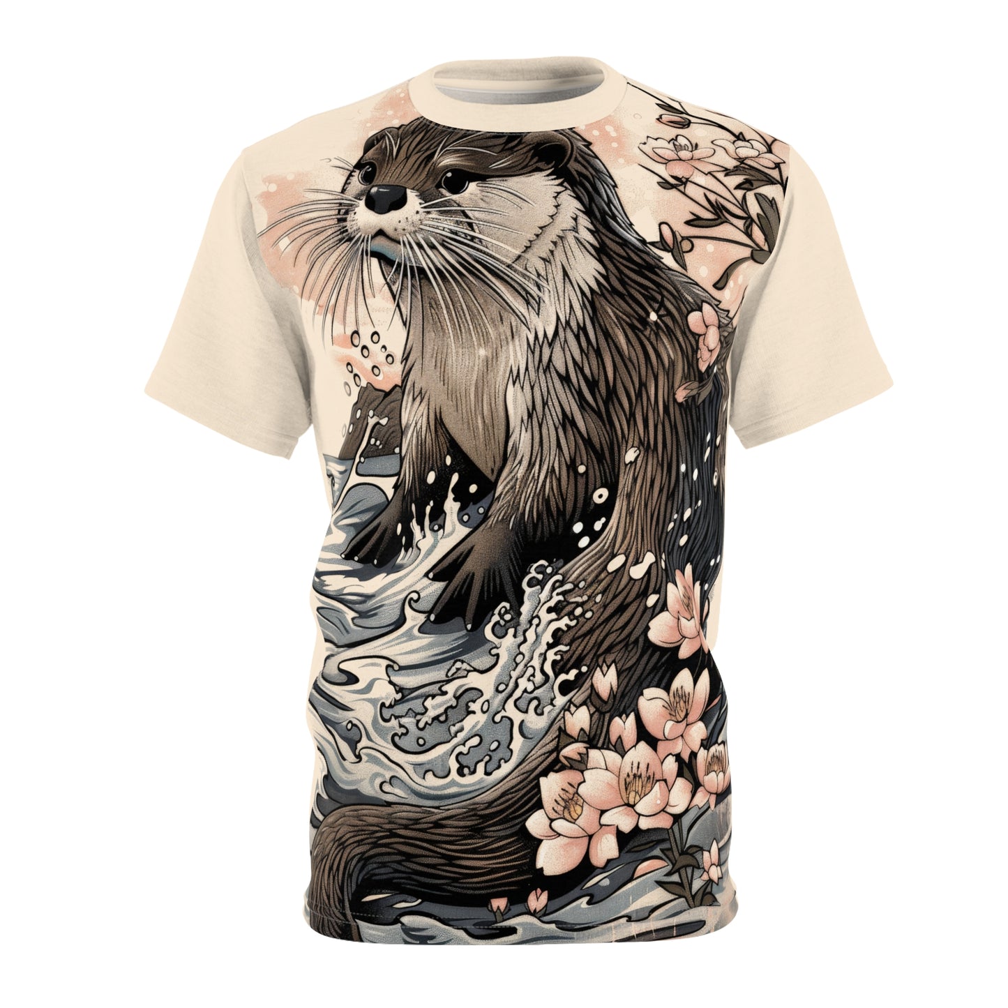 Otter Ukiyo-e Style T-Shirt - Traditional Japanese Art Inspired Tee