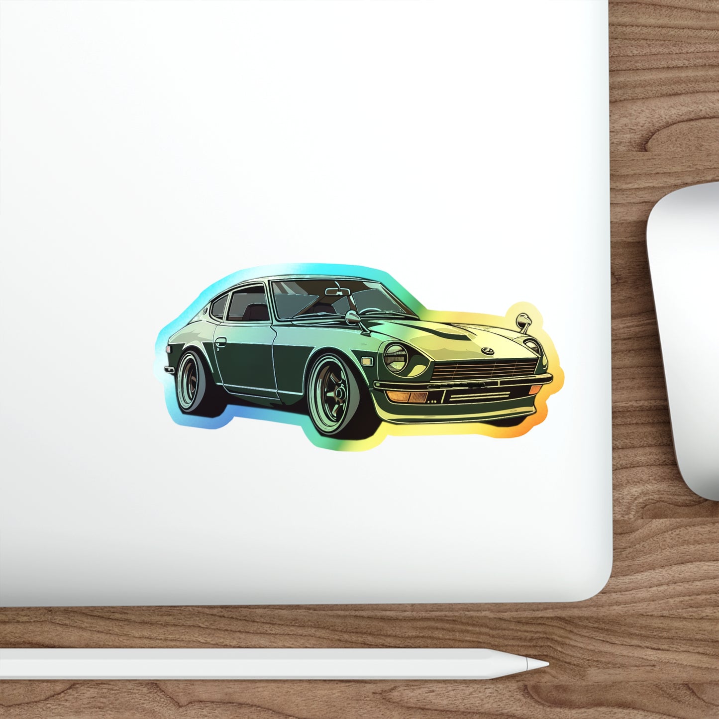 Classic Datsun 240Z Holographic Sticker - Retro JDM Car Decal for Vintage Enthusiasts | Holographic Die-cut Stickers |