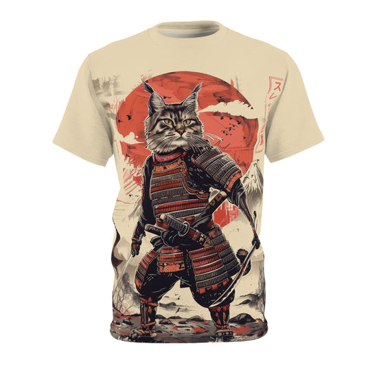 Samurai Cat Tee: Feline Warrior Japanese Art Inspired Shirt