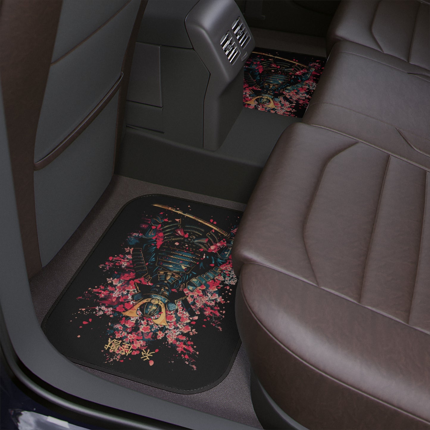 Samurai Shogun Spirit Car Mat | A Threads Kaiju EXCLUSIVE- Cherry Blossom Design for JDM Fans Car Floor Mats | 1pc