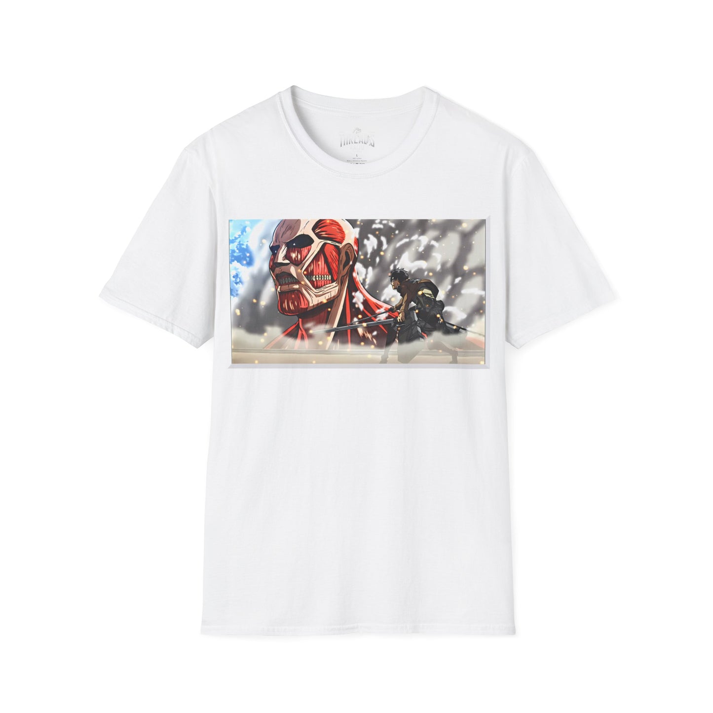 Attack on titan shirt, Epic Titan Showdown Tee | Threads Kaiju's Anime Battle Spectacle