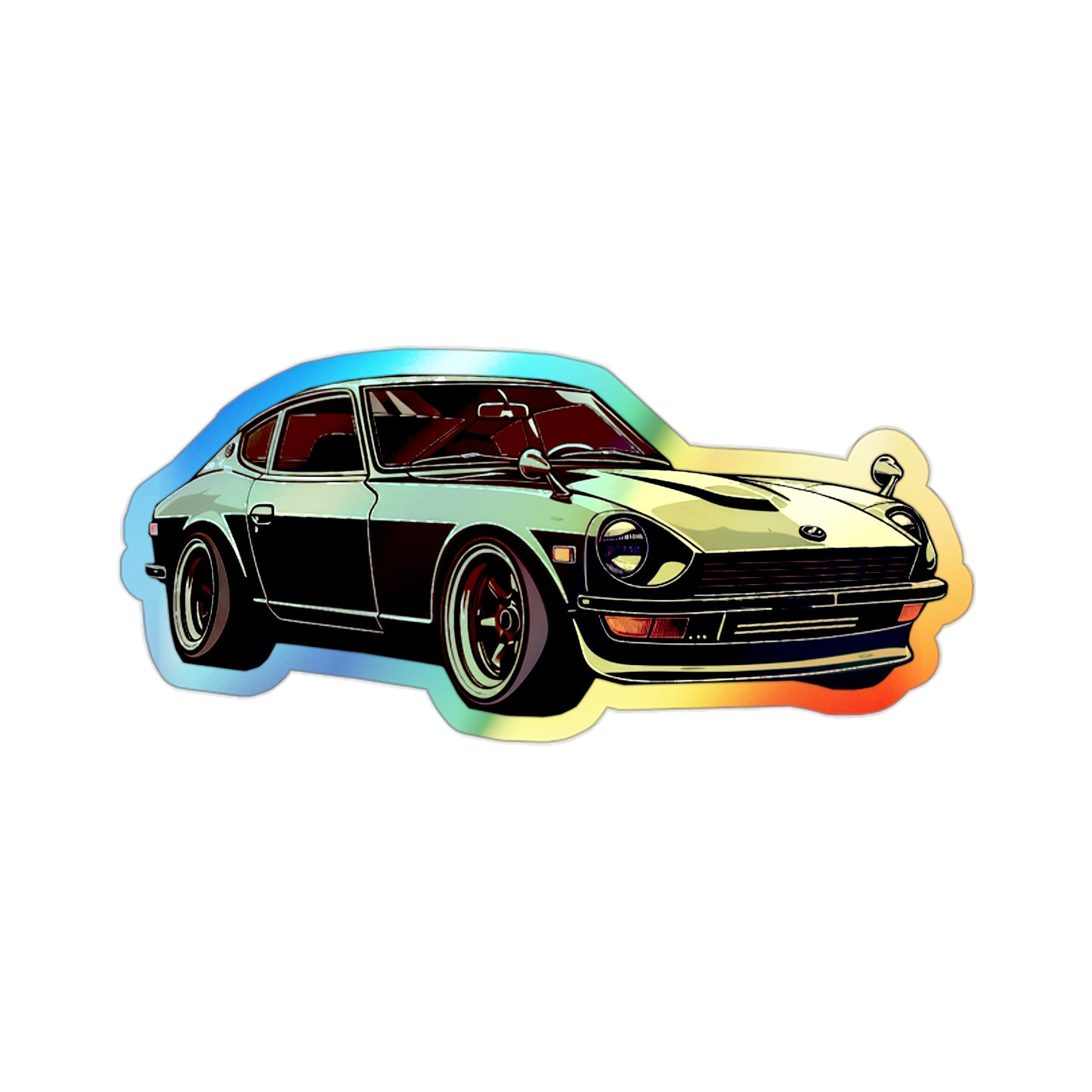 Classic Datsun 240Z Holographic Sticker - Retro JDM Car Decal for Vintage Enthusiasts | Holographic Die-cut Stickers |