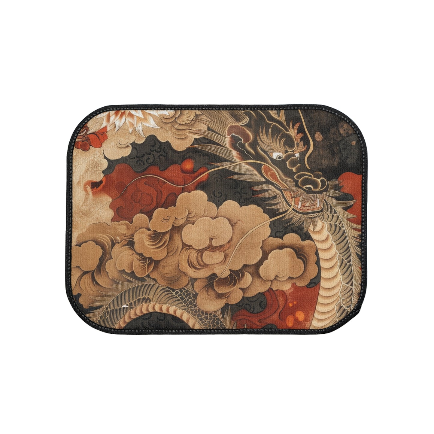 Eternal Dragon – Nanban Art-Inspired Car Mat with Chrysanthemum & Paulownia, Car Floor Mats, 1pc