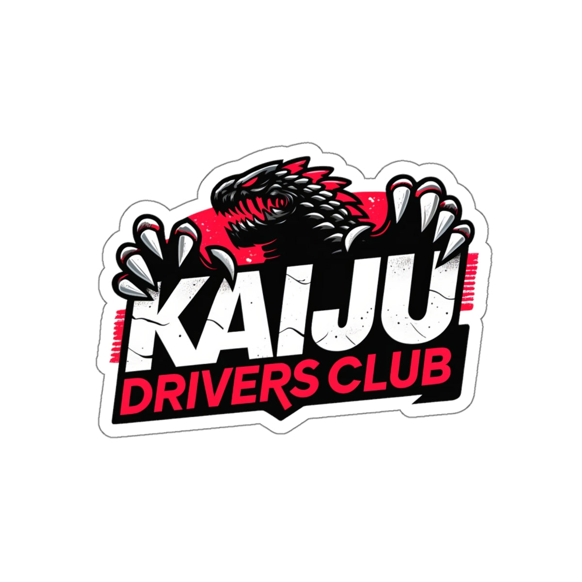 Kaiju Drivers Club Sticker - Classic Cars & Monster Mashup Decal, Racing Enthusiast Vinyl