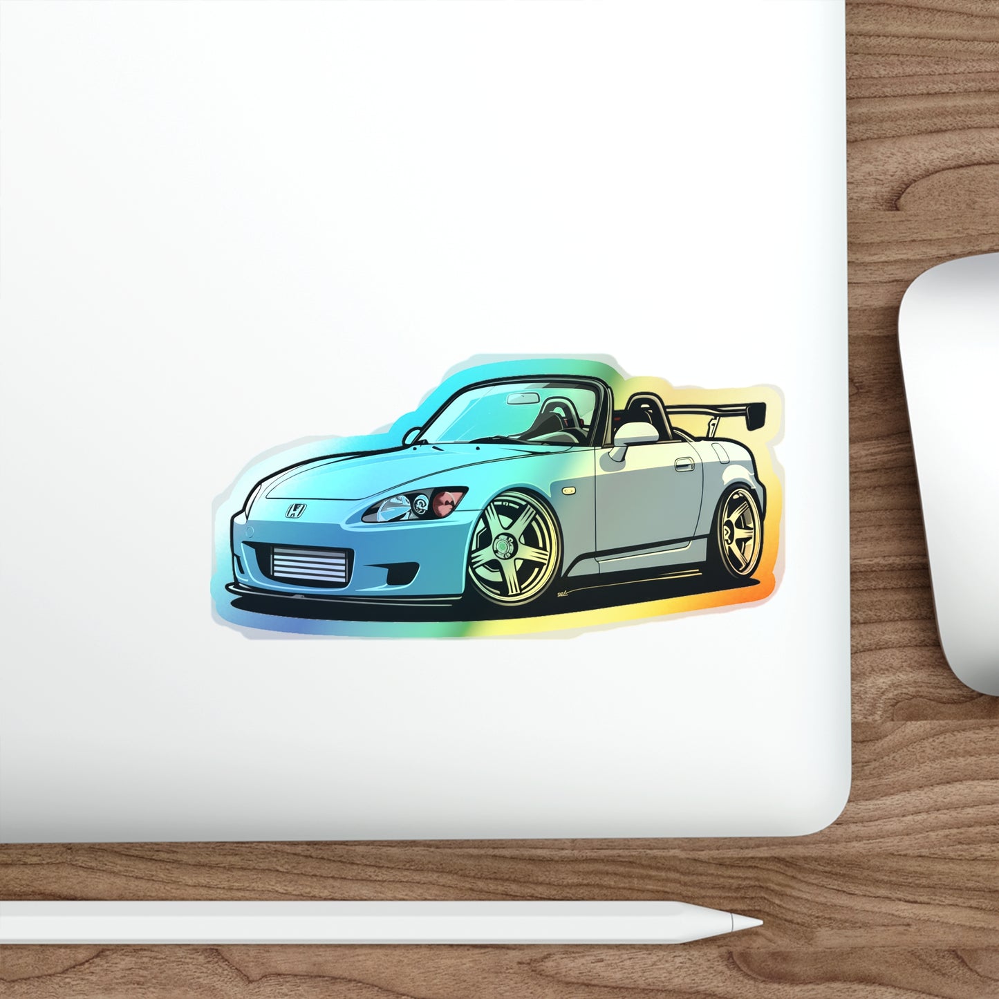 Sleek Holographic Honda S2000 Decal - Vibrant Sports Car Sticker for Enthusiasts | Holographic Die-cut Stickers |