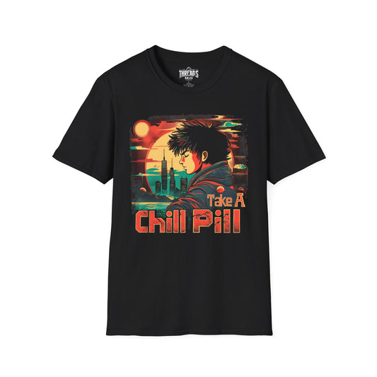 Take A Chill Pill T-Shirt - Akira-Inspired Anime Design - Black Cyberpunk Graphic Tee