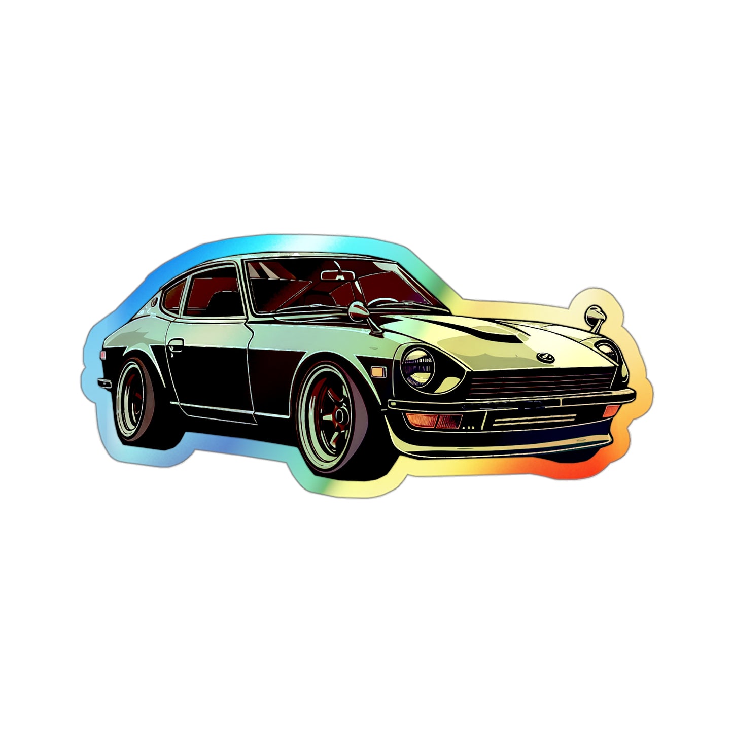 Classic Datsun 240Z Holographic Sticker - Retro JDM Car Decal for Vintage Enthusiasts | Holographic Die-cut Stickers |