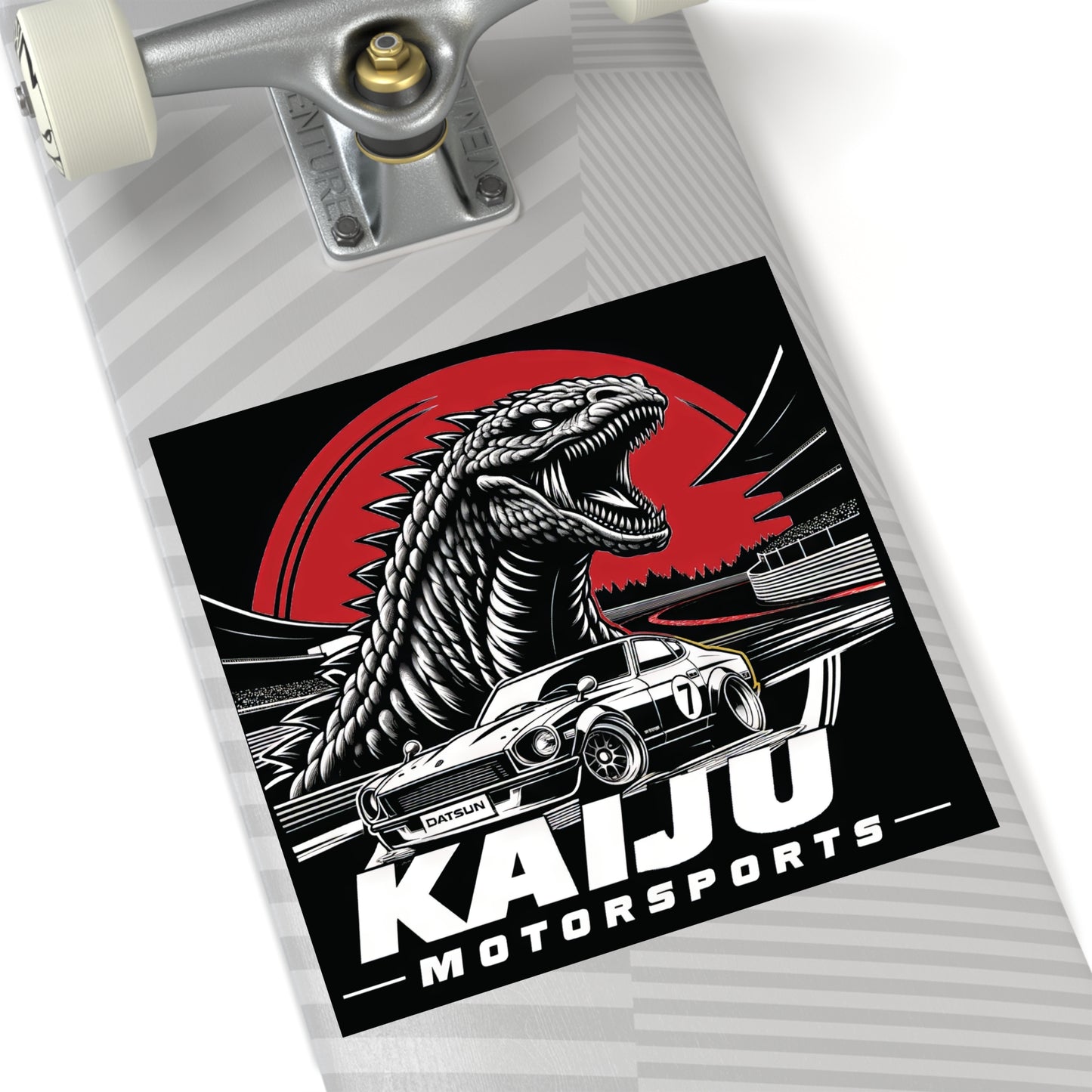 Kaiju Motorsports Sticker - Classic Cars & Monster Mashup Decal, Racing Enthusiast Vinyl