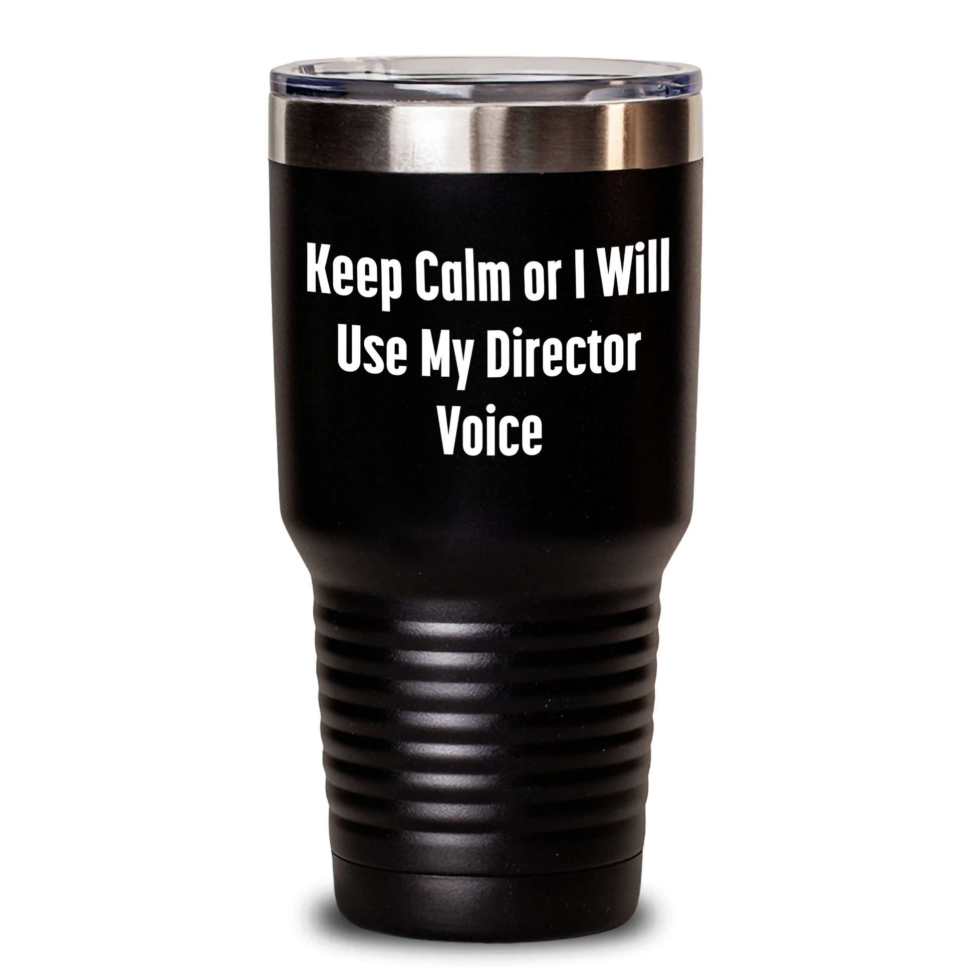 Funny Director Gifts - Keep Calm Or I Will Use My Director Voice, Mother's Day Unique Gifts from Friends to Coworkers, 20oz/30oz Stainless Steel Tumbler - Main