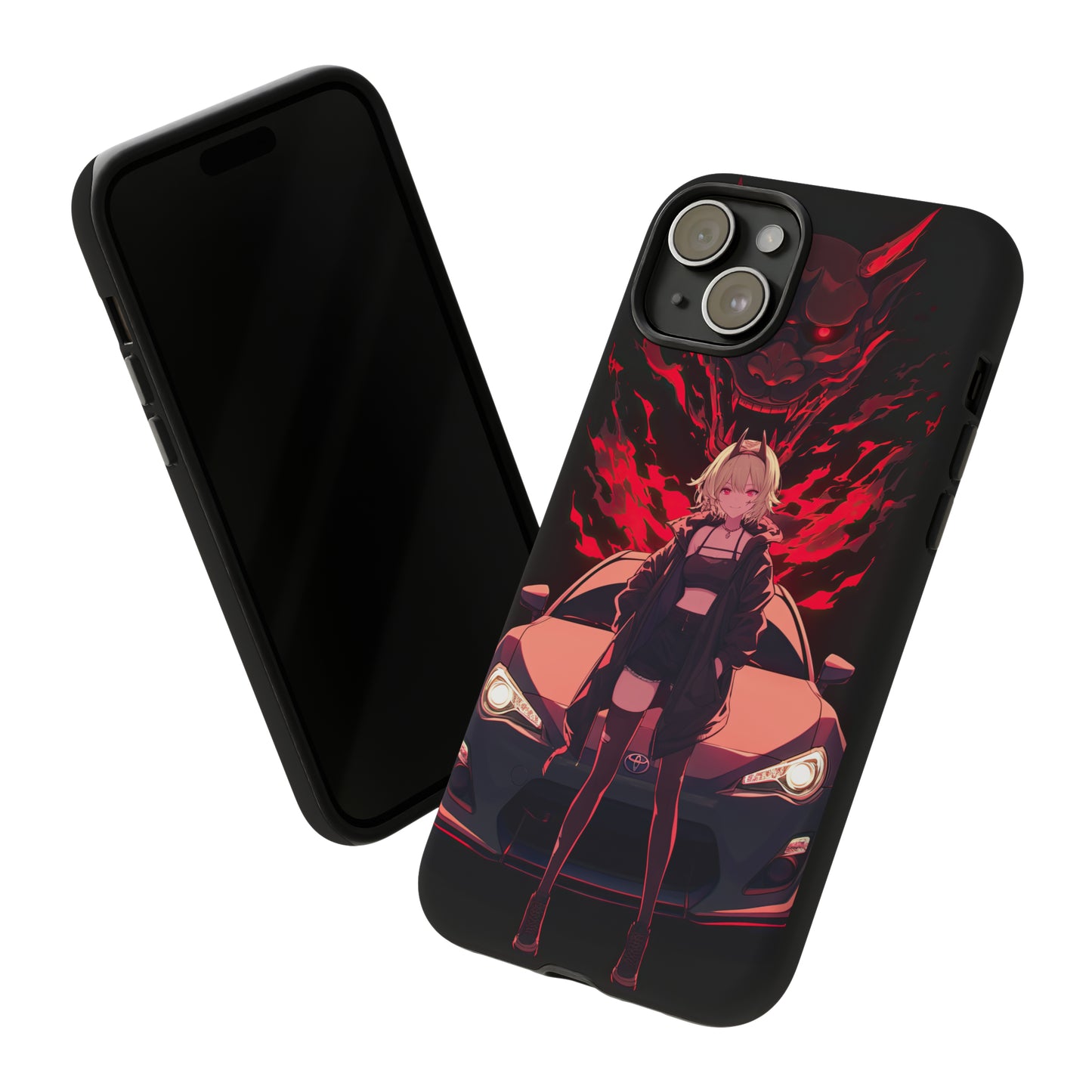 Fiery Oni Drift - GT86 Anime Phone Case, Oni Spirit Cover GT86 Phone Case Toyota Enthusiast, Apple iPhone, Samsung Galaxy, and Google Pixel