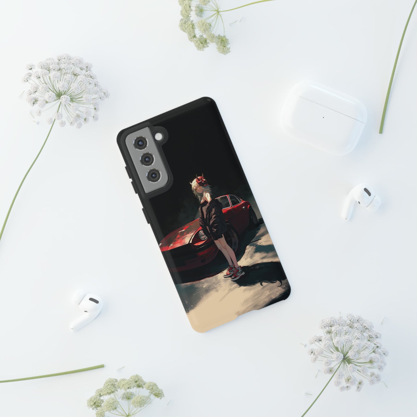 Midnight Oni Spirit - Anime Drift Phone Case, Datsun 240z, Japanese culture, automotive enthusiast, Anime phone case, Nissan Datsun