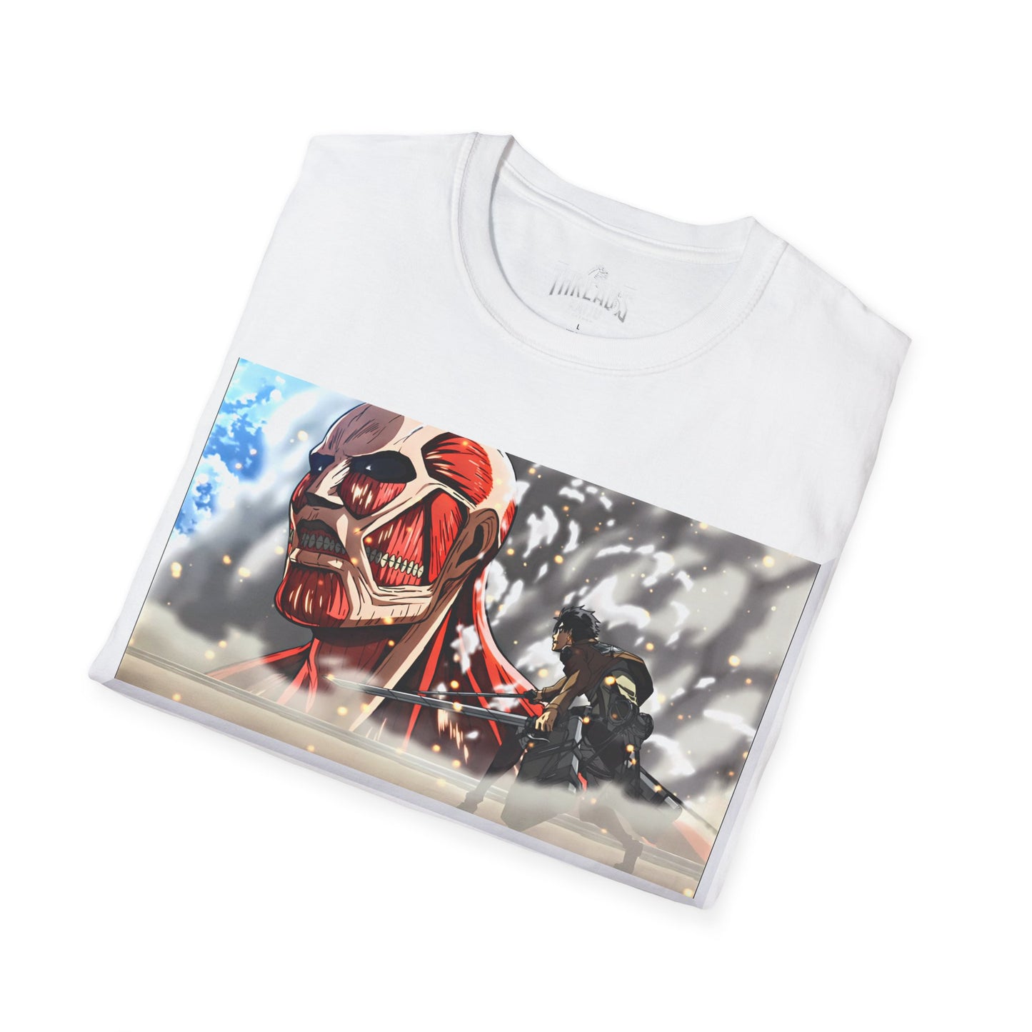 Attack on titan shirt, Epic Titan Showdown Tee | Threads Kaiju's Anime Battle Spectacle