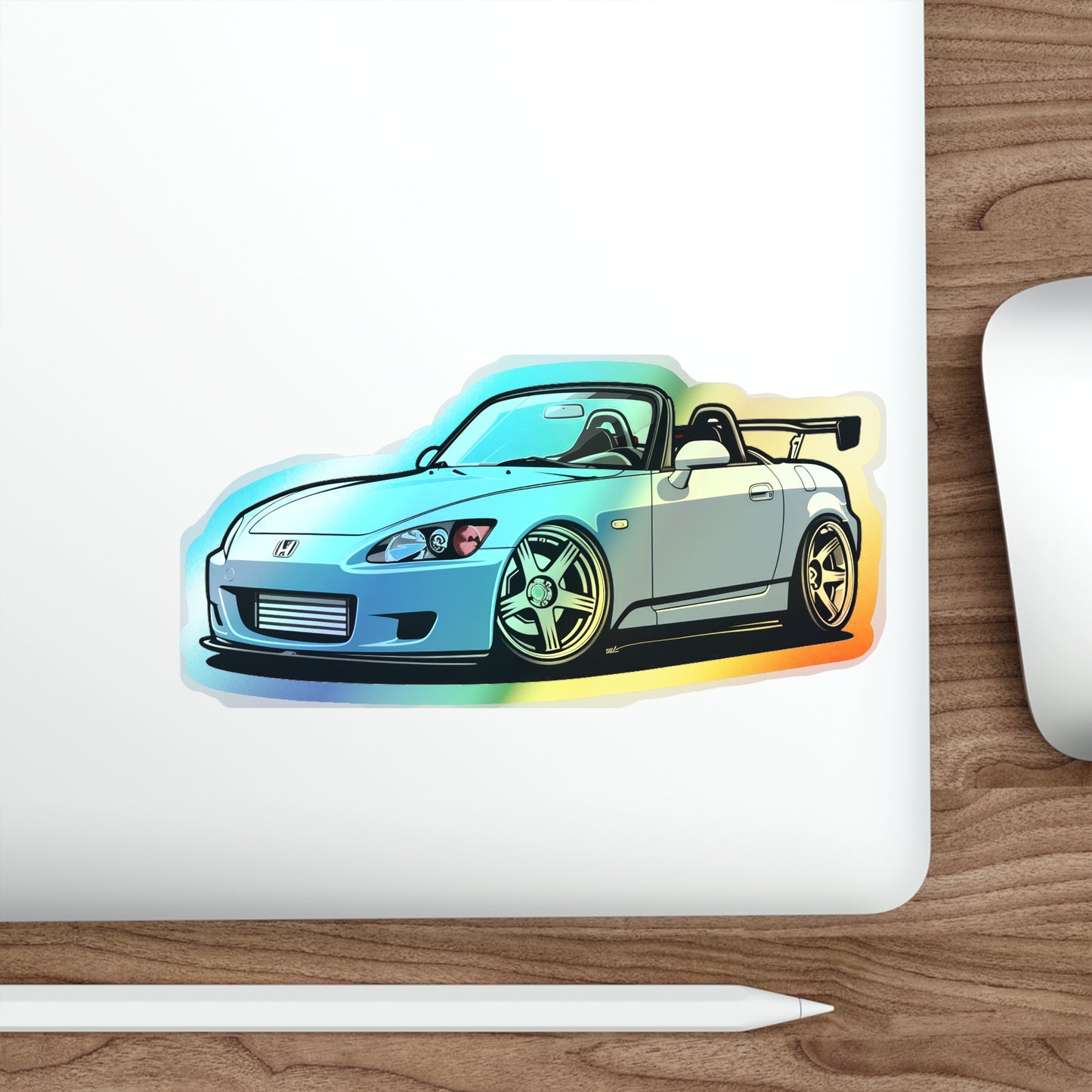 Sleek Holographic Honda S2000 Decal - Vibrant Sports Car Sticker for Enthusiasts | Holographic Die-cut Stickers |