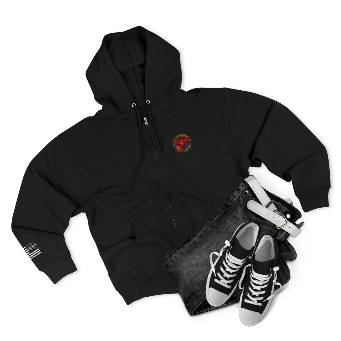 Tacahomies - Phoenix Fire Zip Hoodie — Military Tribute Back Print