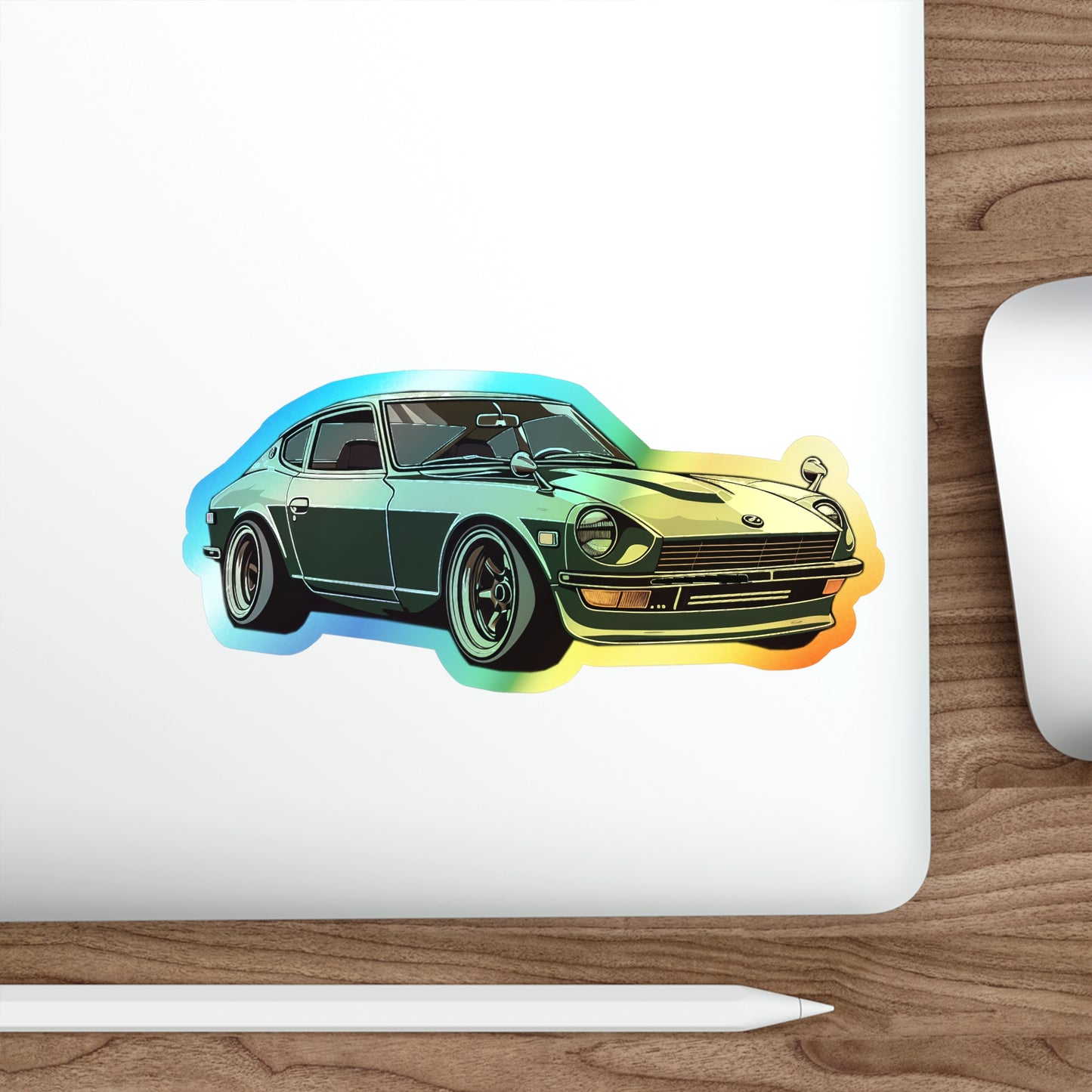 Classic Datsun 240Z Holographic Sticker - Retro JDM Car Decal for Vintage Enthusiasts | Holographic Die-cut Stickers |