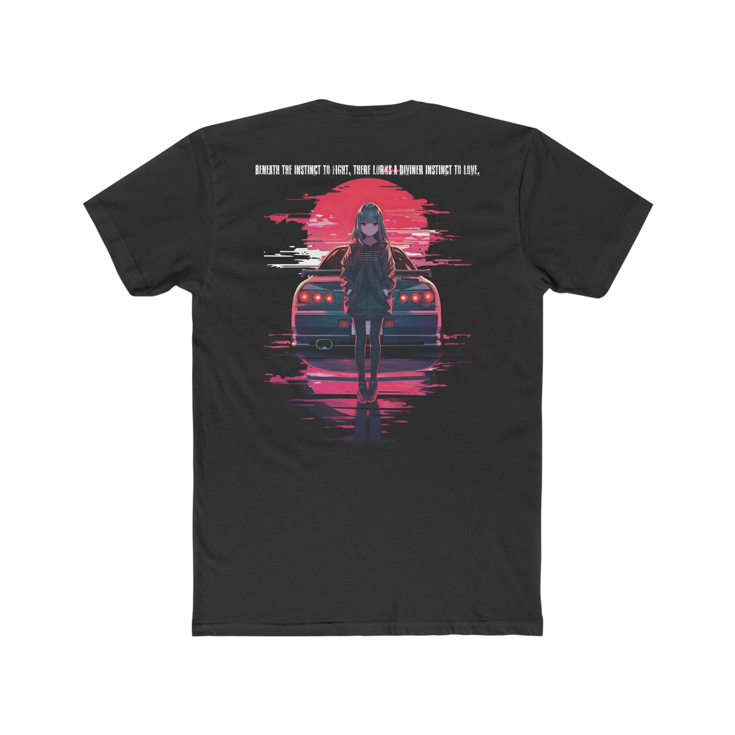 Bushido Spirit R34 Drift Tee - Samurai Love & Fight Quote, JDM Nissan Car Culture Shirt, Tokyo Street Racing Apparel, Neon Urban Nightwear