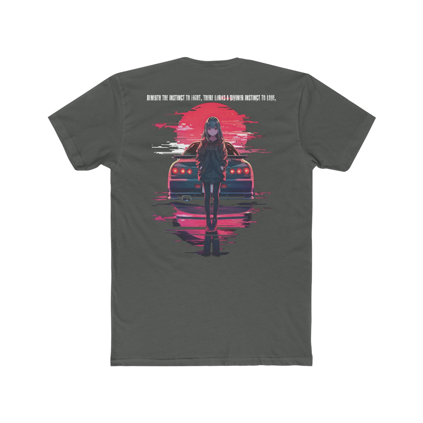 Bushido Spirit R34 Drift Tee - Samurai Love & Fight Quote, JDM Nissan Car Culture Shirt, Tokyo Street Racing Apparel, Neon Urban Nightwear