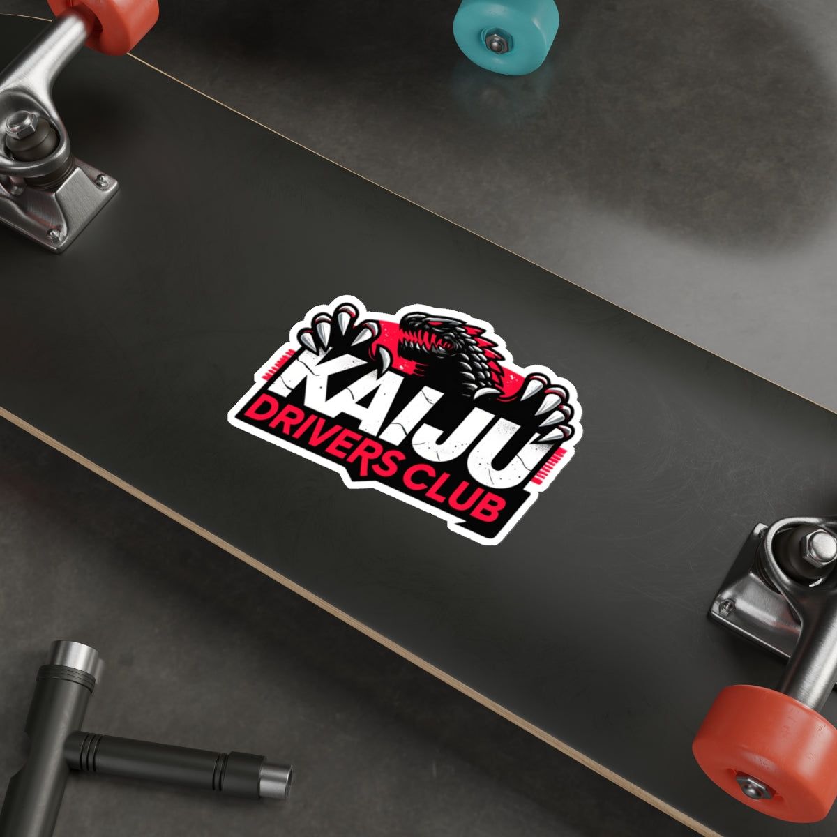 Kaiju Drivers Club Sticker - Classic Cars & Monster Mashup Decal, Racing Enthusiast Vinyl