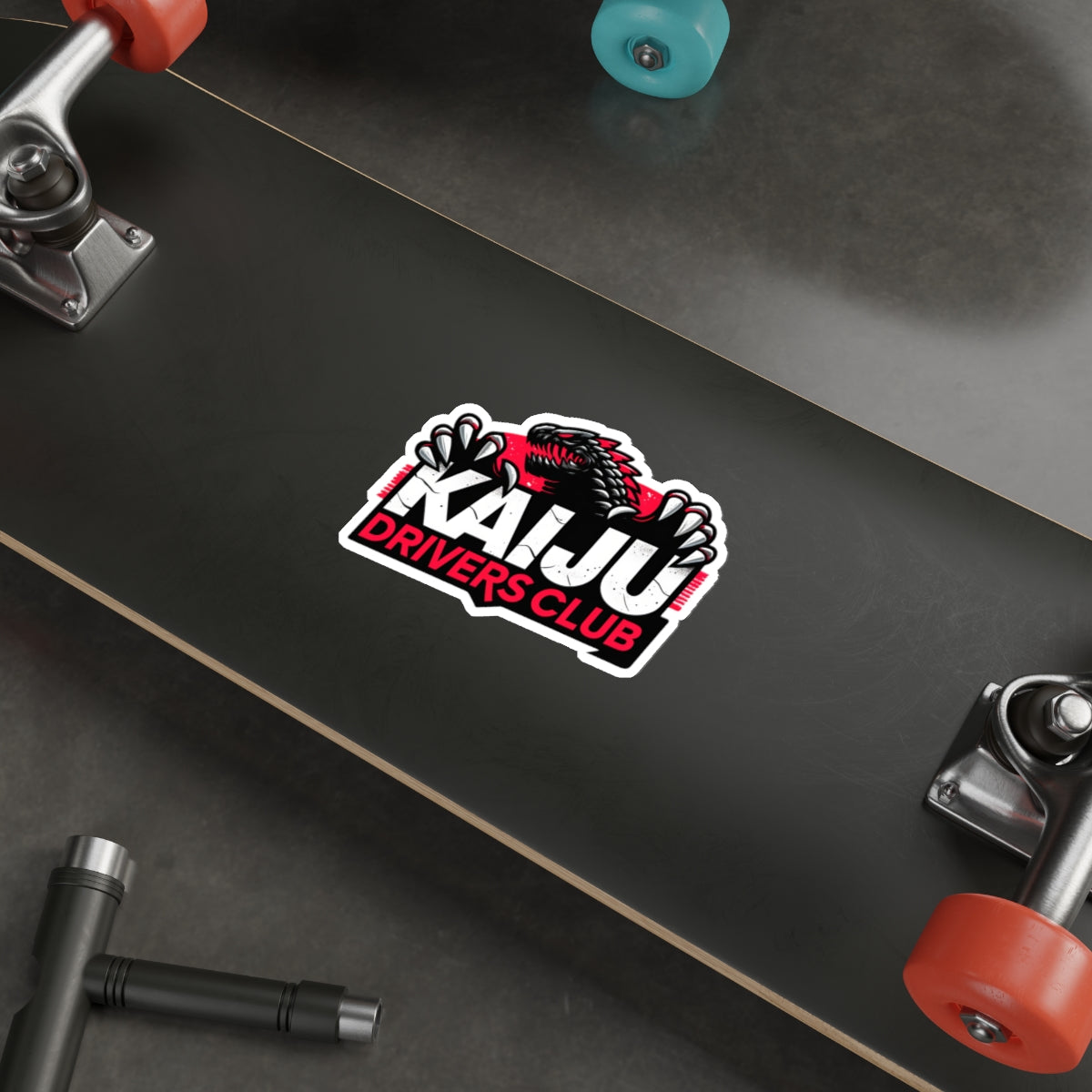 Kaiju Drivers Club Sticker - Classic Cars & Monster Mashup Decal, Racing Enthusiast Vinyl