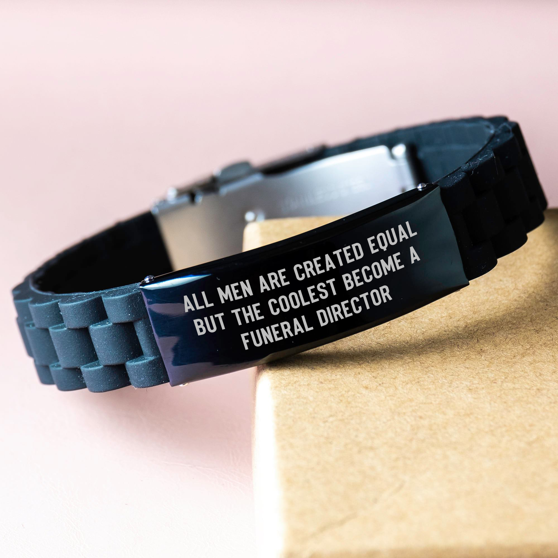 Gifts from Men, Funny Inspirational Quote Funeral Director Gifts for Men, Adjustable Glide lock Clasp Black Stainless Steel Silicone Jewelry, Perfect Mother's Day Unique Gifts - Image 3