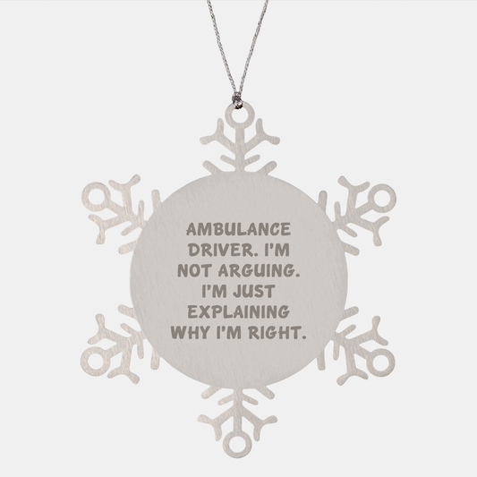 Ambulance Driver Snowflake Ornament for Christmas Unique Gifts from Friends, Inspirational Quote, Snowflake Ornament Ambulance Driver, Ambulance Driver Gifts - Image 1