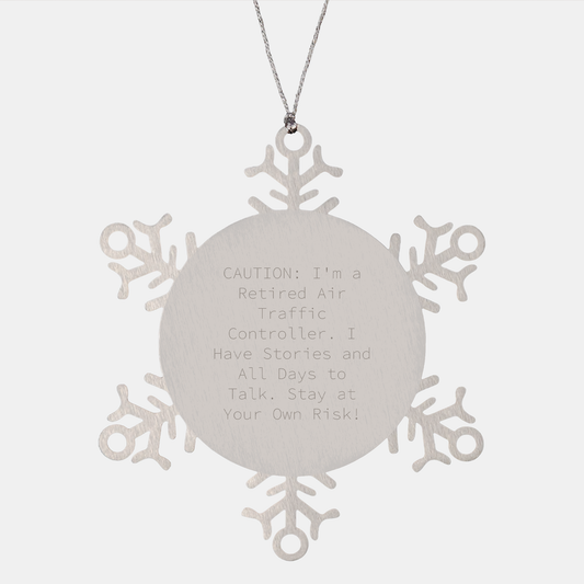 Air Traffic Control Whimsy Snowflake Ornament for Air Traffic Controller Gifts - Caution: Funny Retired Air Traffic Controller Stories for Christmas - Image 1