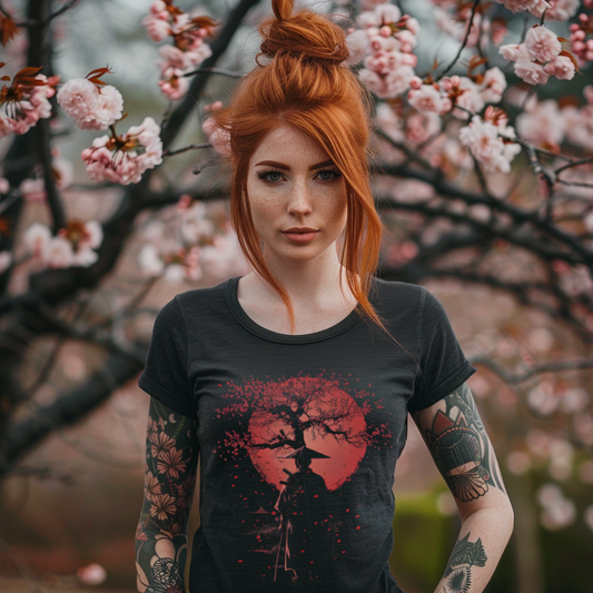 Threads Kaiju Shogun Silhouette - Warrior Gaze Cherry Blossom Tee