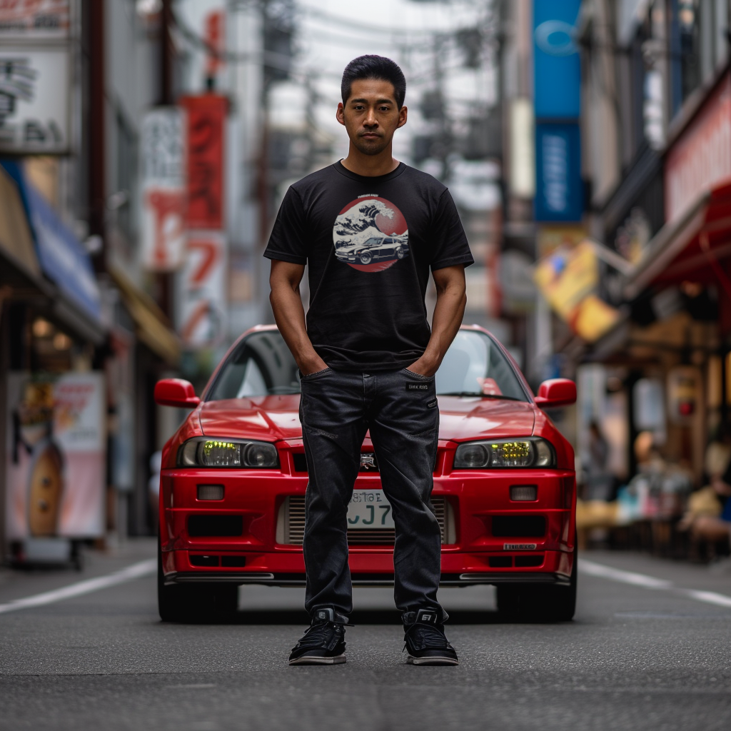 Retro Datsun 240Z Rising Sun Tee - JDM Classic Car Shirt, Vintage Auto Enthusiast | A KAIJU THREADS EXCLUSIVE!