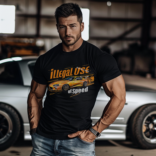 High-Octane Thrill - 'Illegal Use of Speed' Toyota Supra MKV Tee for Car Enthusiasts